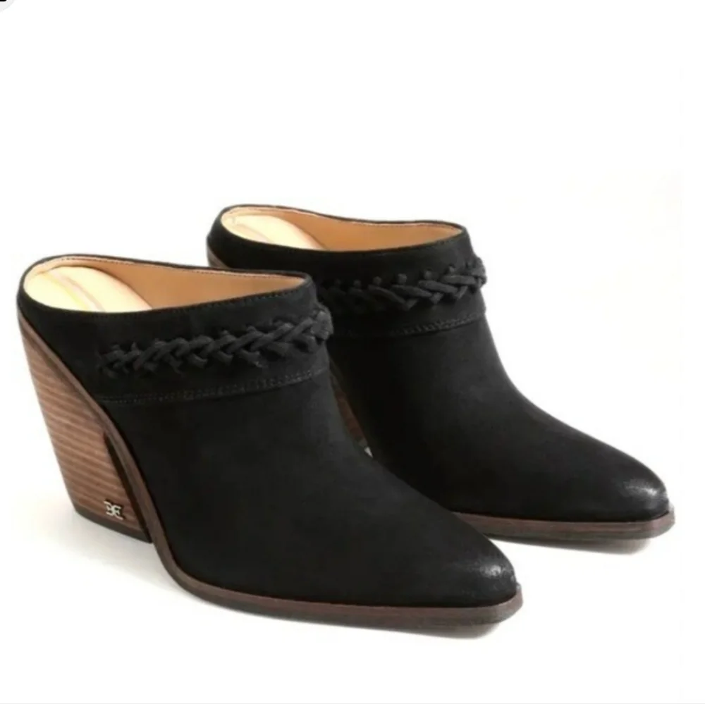 New Sam Edelman Alison Leather Mules In Black Size Woman's 8